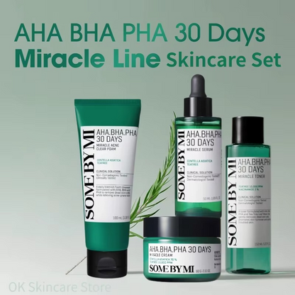 ערכת טיפוח קוריאנית SOMEBYMI AHA·BHA·PHA 30 Days Miracle – קצף ניקוי 100 מ״ל, טונר 150 מ״ל, סרום 50 מ״ל וקרם 60 גרם (4 יח׳)