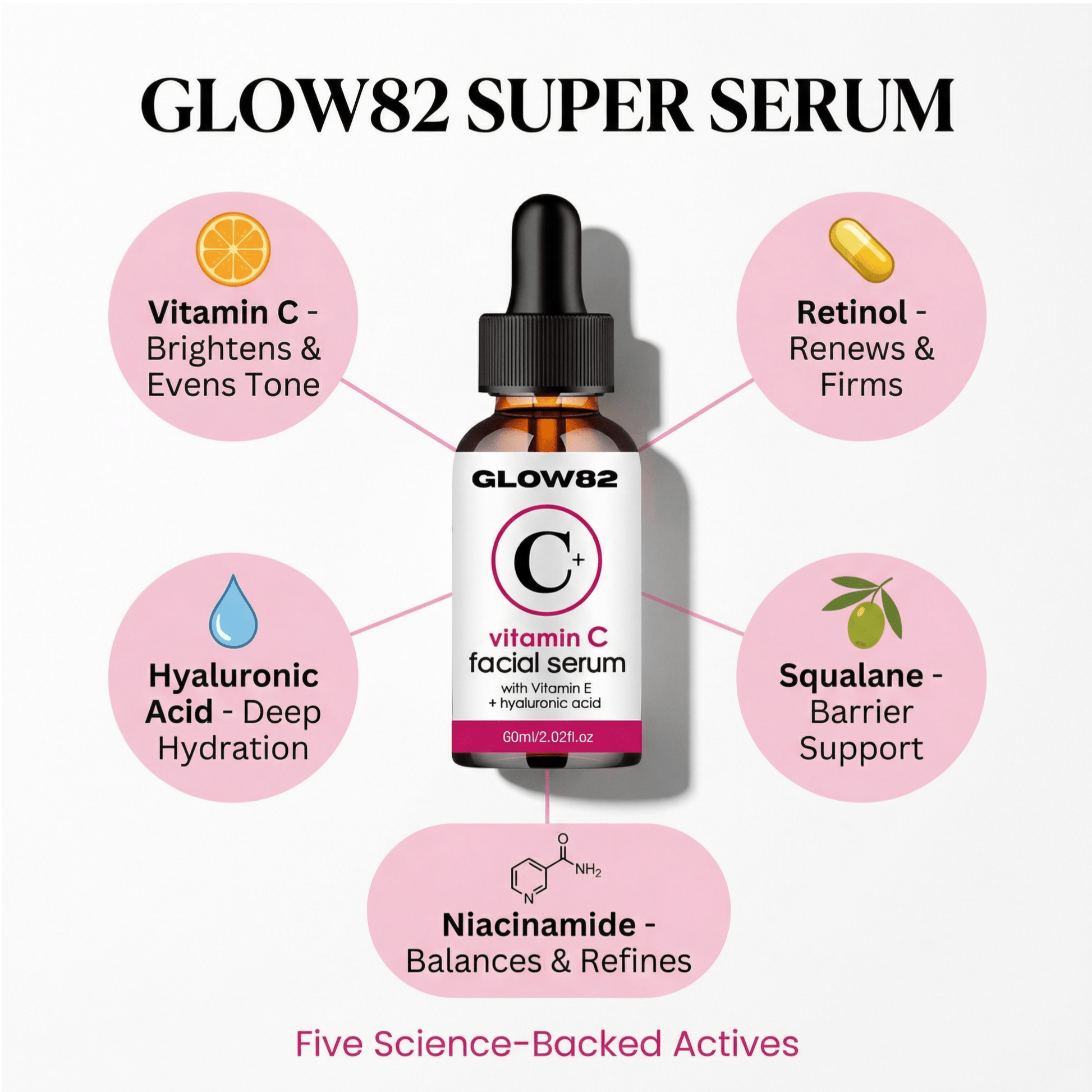 Glow82 Vitamin C Super Serum 5 - in - 1 Brightening Formula - glow82