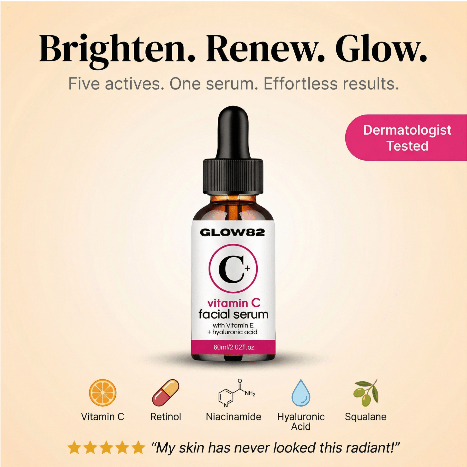 Glow82 Vitamin C Super Serum 5 - in - 1 Brightening Formula - glow82