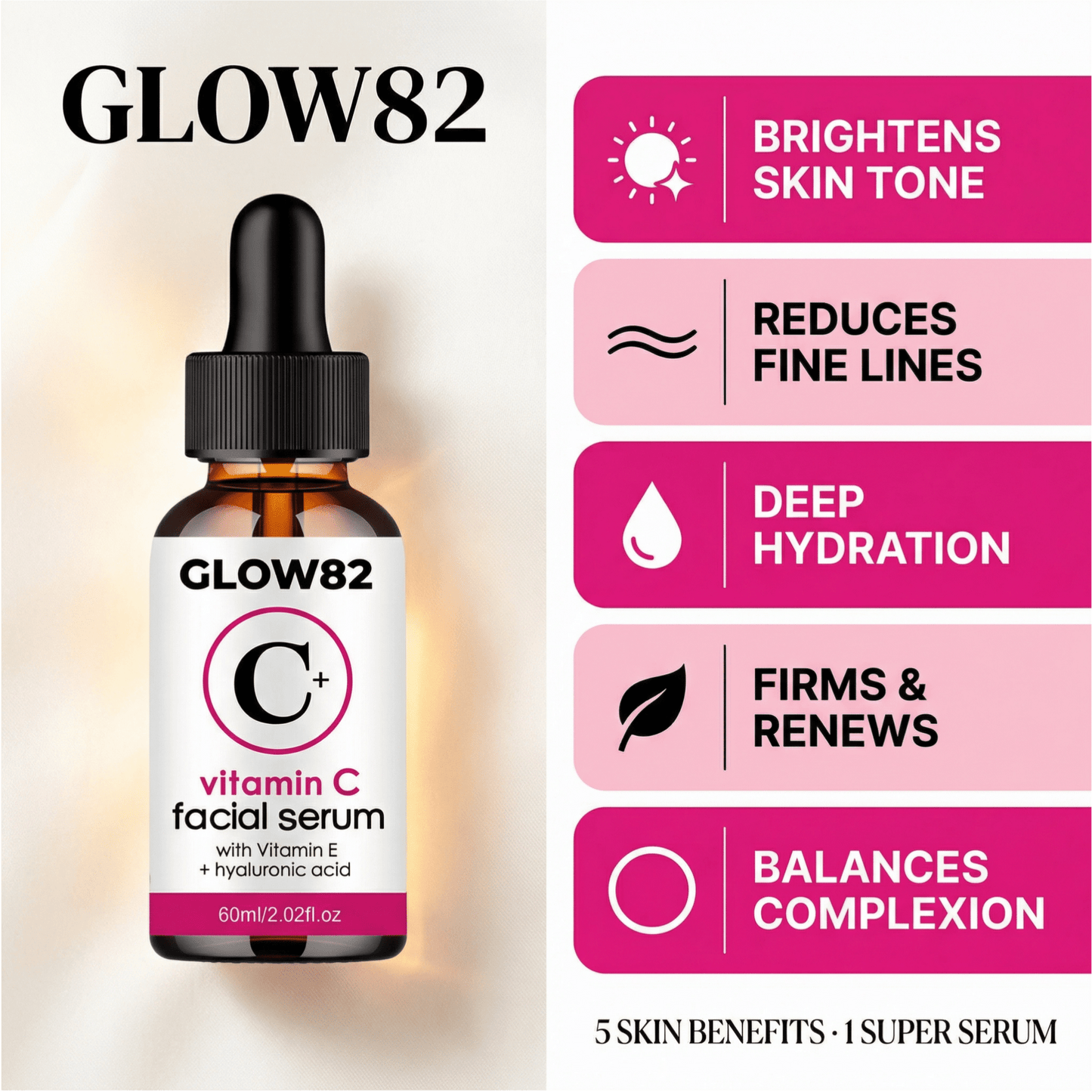 Glow82 Vitamin C Super Serum 5 - in - 1 Brightening Formula - glow82