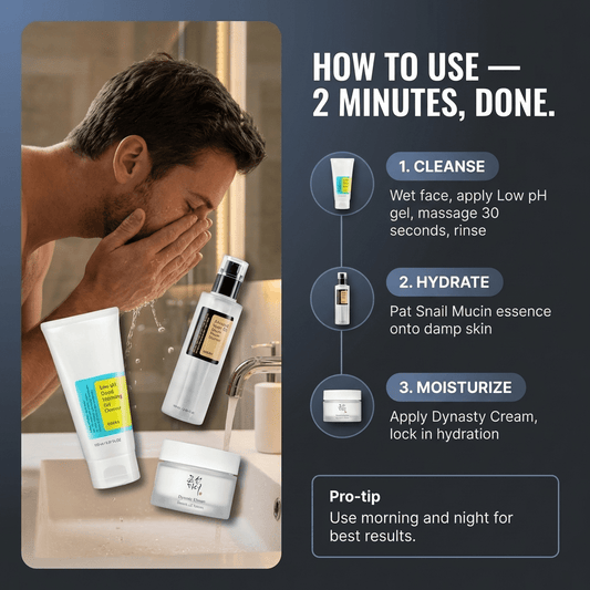 K - Beauty Men's 3 - Step Bundle — Complete Korean Skincare Routine - glow82